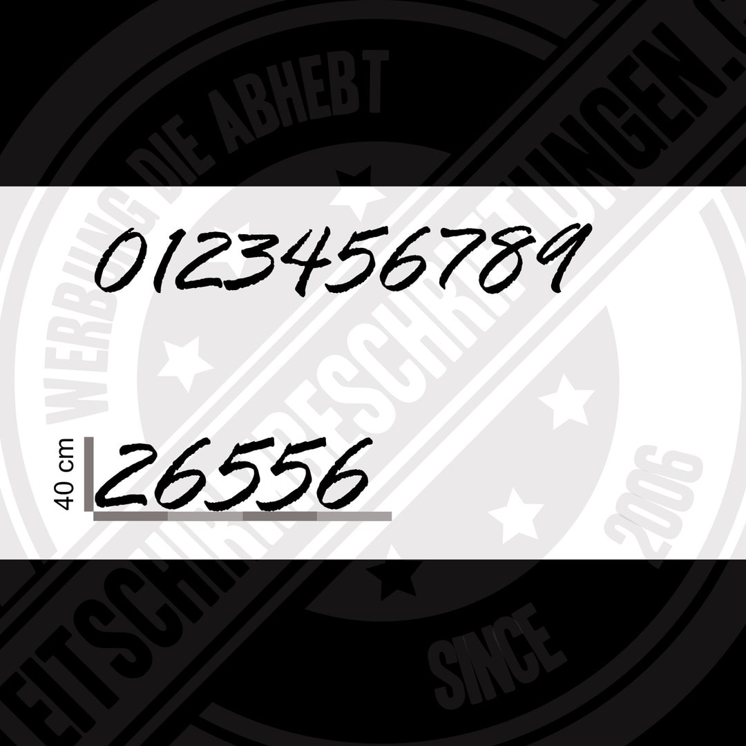 SHV Nummer Schriftart 7 Gleitschirmbeschriftungen